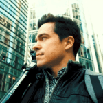Walking through city