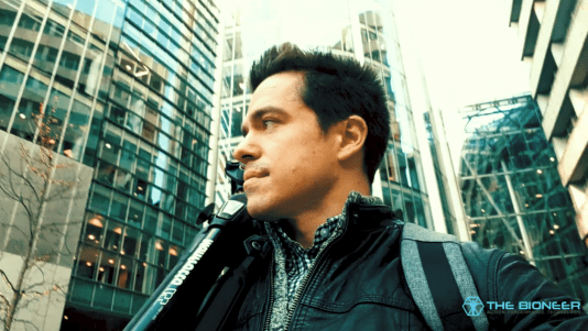 Walking through city