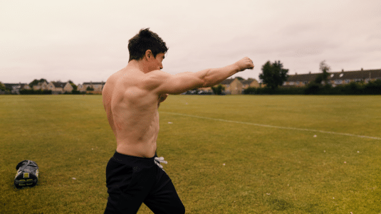 Shadow boxing on field
