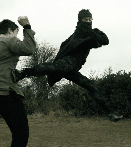 Spin jump kick